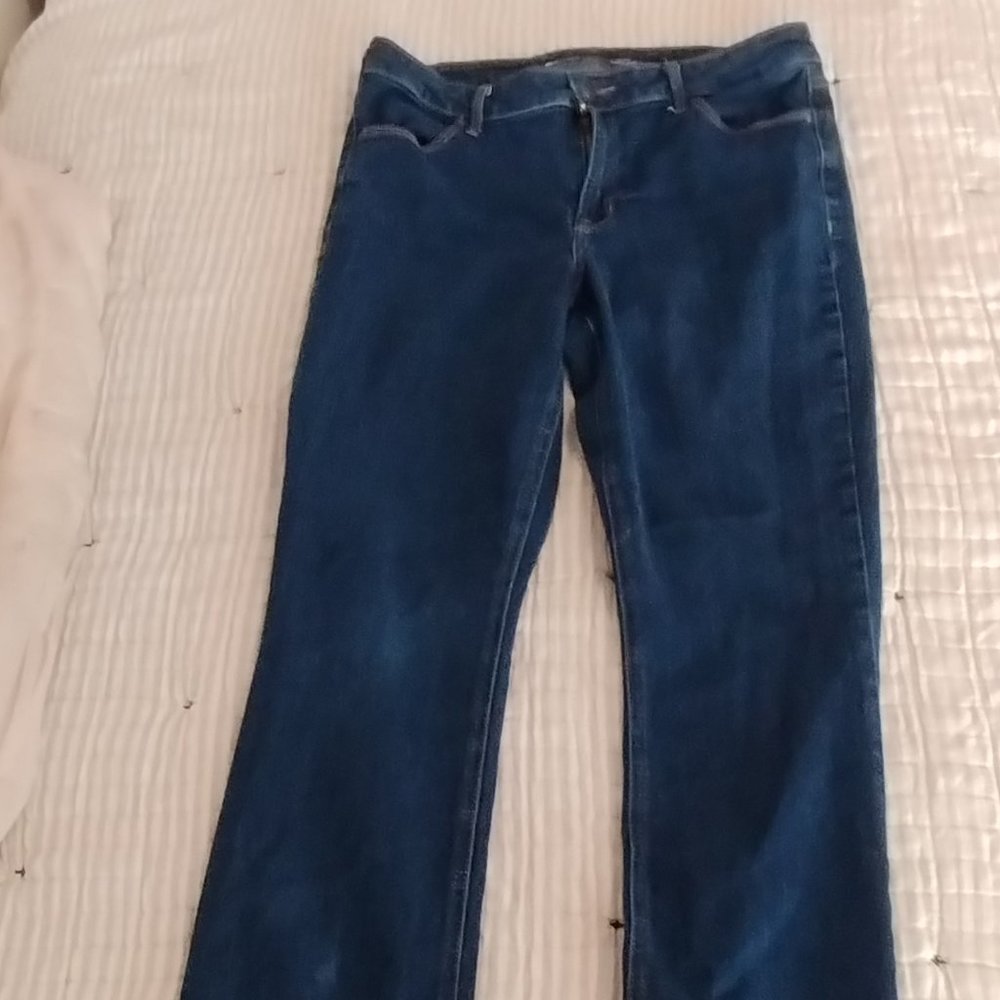 Women's mid rise boot cut, dark blue, 10 tall